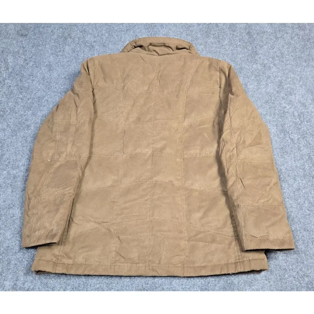 LL Bean Coat Womens Medium Khaki Jacket Goose Down Full Zip Quilted - Picture 2 of 9